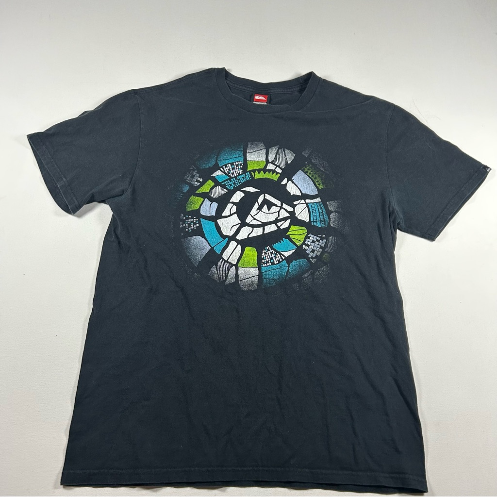 Quicksilver 90s Vintage T Shirt Mens Large Surf Skate Rare Y2k Black Faded